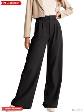 NIMIN High Waist Pleated Straight Leg Business Casual Work Pants